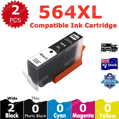 $7.70 • Buy 2x Non-OEM 564xl Black Ink Cartridge For Hp Photosmart 5520 6520 3520 7520 4620