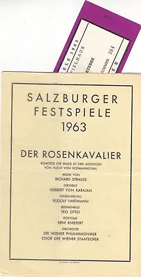 Opera Programme 1963 Salzburg Rosenkavalier H V Karajan Elisabeth Schwarzkopf • $9.95