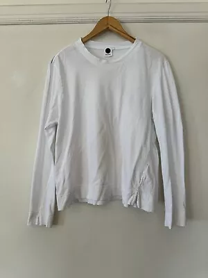 BASSIKE -White Organic Cotton Jersey Boxy Long Sleeve T-shirt Top Size Small • $52