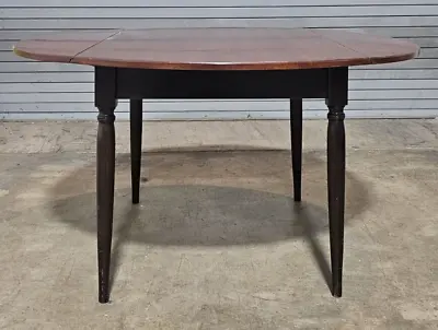Primitive Cherry Top Drop Leaf Dining Table Over Four Black Painted Legs • $399