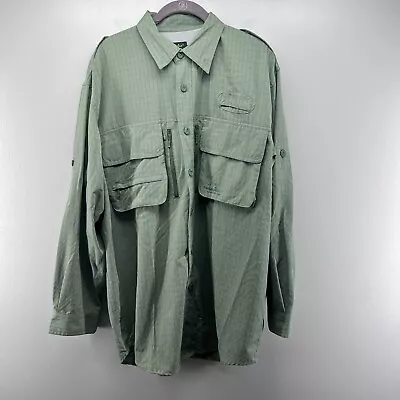 Cabela's Guide Wear Fishing Outdoor Button-Up Shirt Mens Large Green Long Sleeve • $27