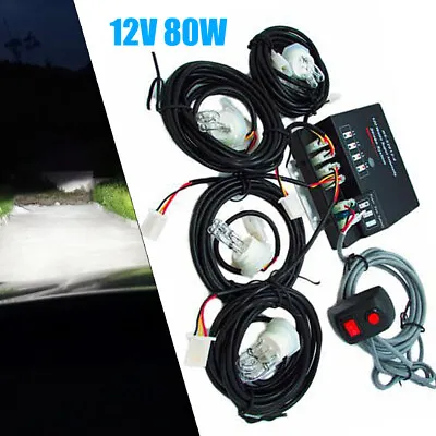 Hide Away Hazard Emergency Warning Light 4 HID Bulbs Strobe Lighting System Kit • $59