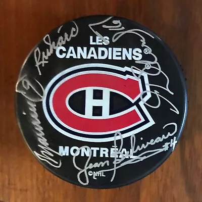 Richard (9) Beliveau (4) Richard (16) Signed Montreal Canadiens Puck COA Case • $129.99