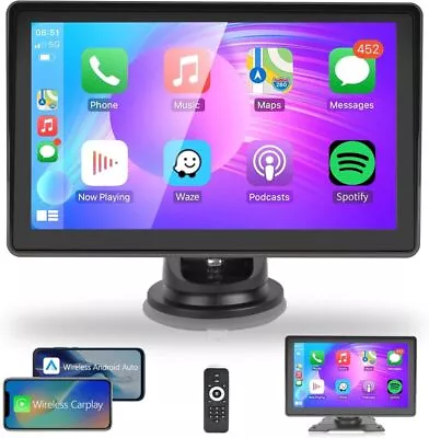 7inch Touch Screen Car Portable Wireless Apple CarPlay Android Auto Radio Stereo • £45.99