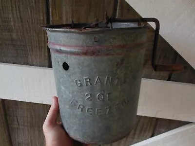 Vintage Grant 2 Qt Hand Crank Metal Freezer Ice Cream Maker Antique Works! • $49.95