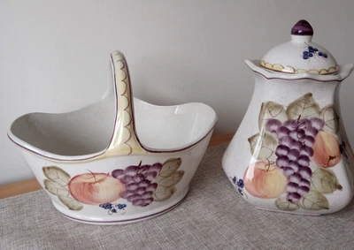 £4.75 • Buy Portuguese Pottery Fruit Bowl And Jar