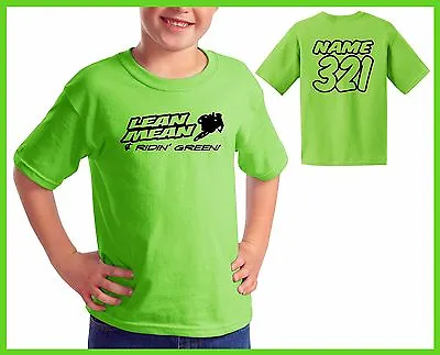 Lean Mean & Ridin' Green Youth T Shirt Just Ride Motocross Lime Kx65 Kawasaki • £17.83