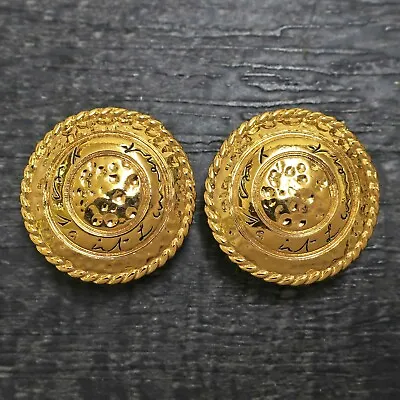 Yves Saint Laurent YSL Gold Plated Round Clip Earrings #8954a Rise-on • £23.75
