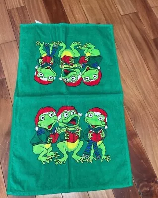 Vintage Christmas Towel Carolling Frogs Santa • $24