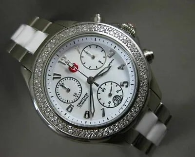 Large .65ct Diamond Michele Women Tahitian Stainless Steel Ceramic Watch #25620 • $2805