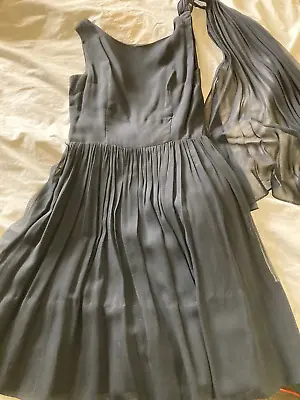 Vintage Black 1950s Cocktail A Line Dress With Attached Scarf • $50