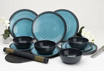 £51.99 • Buy Outdoor Melamine Dinner Set Plates Bowls Mugs Set Picnic Camping Crockery Aqua