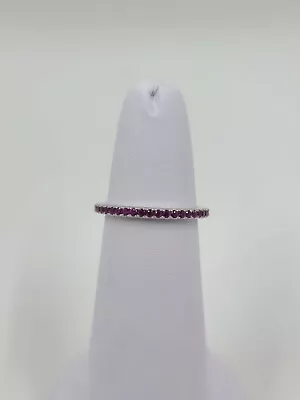 Sterling Silver Micropave Eternity Band- Red • $20