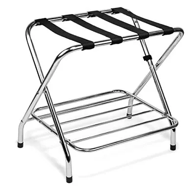 2 Tier X-Shape Folding Luggage Rack | Heavy Duty Metal Pack Of 1 Double Shelf • $88.07