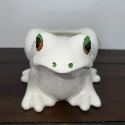 Fitz And Floyd White Frog Ceramic Planter - GOOD CONDITION • $23.99