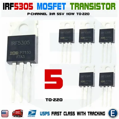 5PCS IRF5305 IRF5305PBF Mosfet Transistor P-Channel 31A 55V 110W TO-220 • $4.52