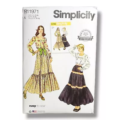 Simplicity S9816 Vintage Retro 70s Maxi Skirt Blouse Sewing Pattern Misses S-XL • $8.99