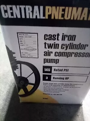 New Central Pneumatic Cast Iron Twin Cylinder Air Compressor Pump Free S&h • $189.99