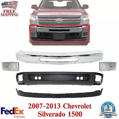 Front Bumper Chrome + Valance +Extension + Fog Lights For 2007-13 Silverado 1500 • $390.90