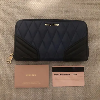 MIU MIU | Matelasse’Lux Purse Wallet Navy & Black • £49.95