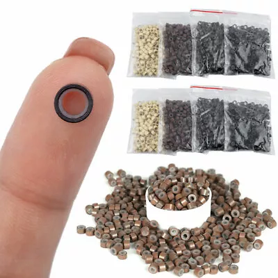 US Silicone Lined Micro Rings Beads Feather I Tip Hair Extensions Hook Loop 0.5g • $5.49