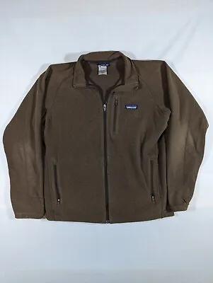 Patagonia Fleece Jacket Mens Medium Brown Full Zip Outdoors Logo Hiking • $59.99