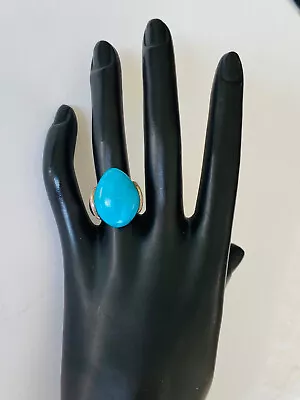 Chunky Vintage Southwestern Sterling Silver Turquoise Ring Size 7 16-grams • $69.99