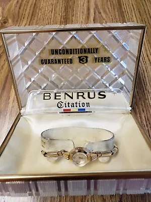 Benrus Citation 20 Micron Gold Electroplate Bezek Women's Watch In Original Box • $33.99