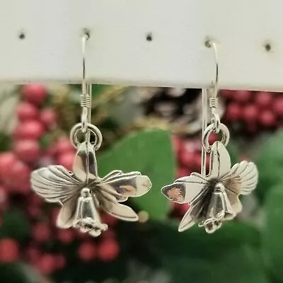 Silver Daffodil Dangle Earrings-925-Sterling-1.25'' Length-Vintage Springtime • $49