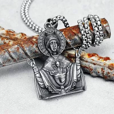 Virgin Mary Necklaces Religion Men 316L Stainless Steel Pendants • $14.89