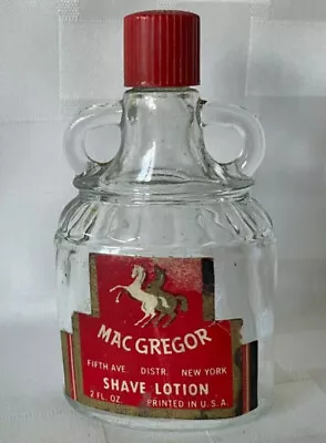 Vintage MAC GREGOR SHAVE LOTION 2oz Clear Handled Bottle NEW YORK USA Horses • $11.24