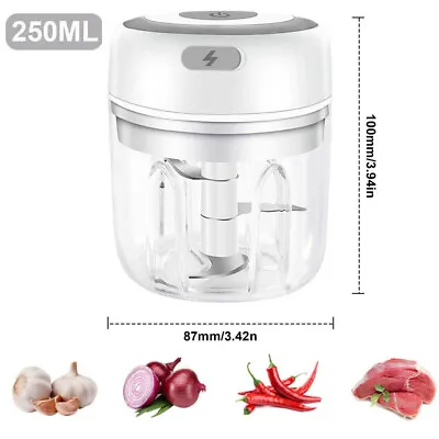 250ML Mini Electric Garlic Chopper Vegetable Food Slicer Grinder Blender Crusher • £9.58