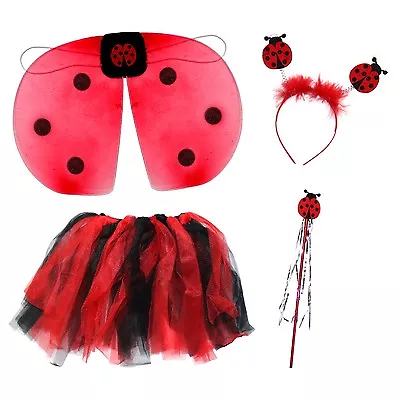 Girls Kids Children's Ladybird Ladybug Fancy Dress Costume Accessories Set • £9.99