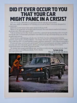 1975 Volvo 240 Vintage Car Might Panic In A Crisis Original Print Ad 8.5 X 11  • $5.95