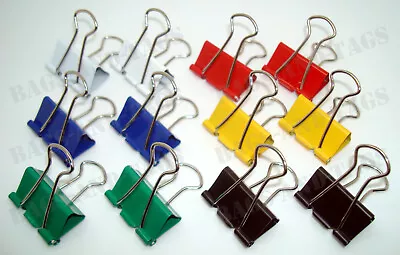 12x 24mm Coloured Foldback Fold Back Binder Bulldog Clips -Choose From 6 Colours • £3.25