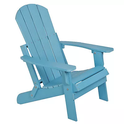 Folding Adirondack Chair HIPS All-Weather Backyard Deck Pool Beach Firepit Blue • $96.58