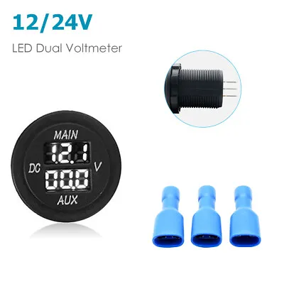 Waterproof 12V/24V AUX LED Dual Voltmeter Battery Monitor Voltage Gauge Car Boat • £12.99