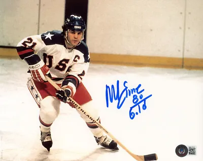 MIKE ERUZIONE SIGNED AUTOGRAPHED 8x10 PHOTO + 80 GOLD OLYMPIC HOCKEY BECKETT BAS • $85