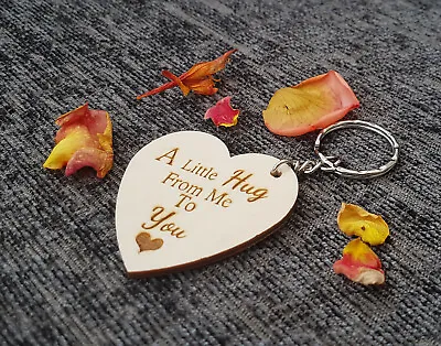  Wooden Little Pocket Hug Keyring From Me To You Heart Token  Gift Loved Ones  • £5.99