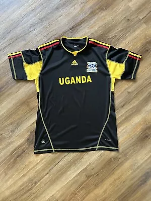 Adidas Climacool Soccer Jersey Black FUFA Uganda Crane Short Sleeve Mens XL • $34.99