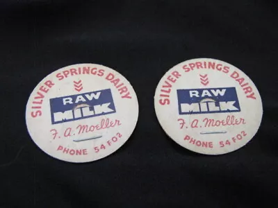 2 Vintage Silver Springs Dairy Milk Bottle Cap - OssianIA - Antique Collectible • $4