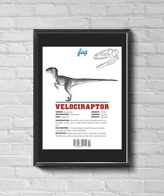 1997 Jurassic Park The Lost World Movie Poster- Ingen Dinosaur List Velociraptor • $32.02