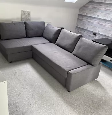 IKEA FRIHETEN With Delivery 5 Cushions Excellent Corner Sofa Bed Grey • £380