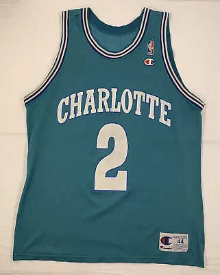 $40 • Buy Vintage 90s Larry Johnson Charlotte Hornets Jersey Champion Size 44
