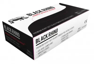 BLACK RHINO 100 HD Nitrile Gloves Strong Heavy Duty -mechanic - Cleaning -tattoo • £9.59