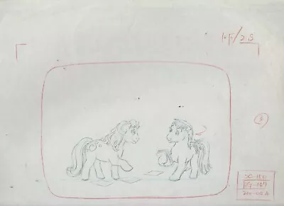 1980's MY LITTLE PONY Animation 12.5x10.5  Pencil Drawing SC150-04A Hearts • $15.25