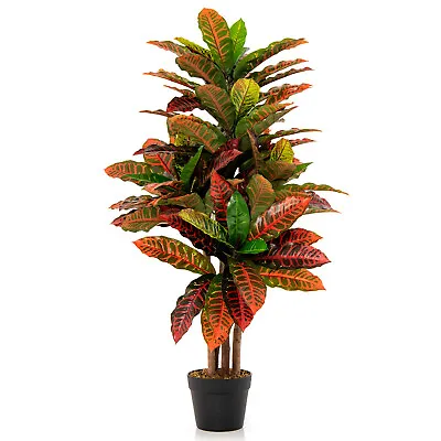 100cm Artificial Croton Plant Tall Fake Croton Palm Tree Home Faux Decor • £36.95