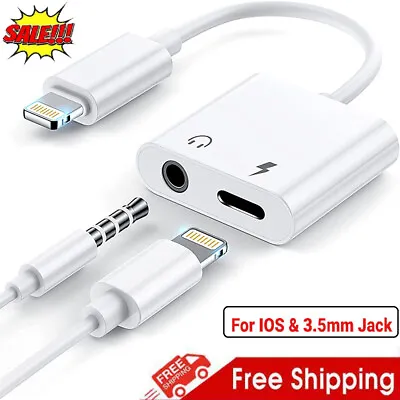 £2.99 • Buy 2 In 1 Dual Adapter 3.5mm Headphone & Charger For IPhone 8 PLUS X XS XR 11 12 13