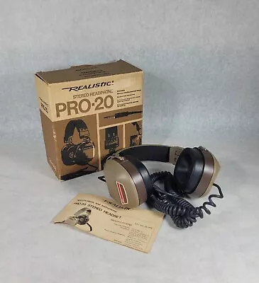 Vintage Realistic Stereo Headphones Pro 20 With Box RadioShack 33-1008 Untested  • $33