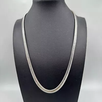 Vintage Monet Necklace Snake Chain Silver Tone Flexible Flat Sleek 6MM 18 Inch • $25.49